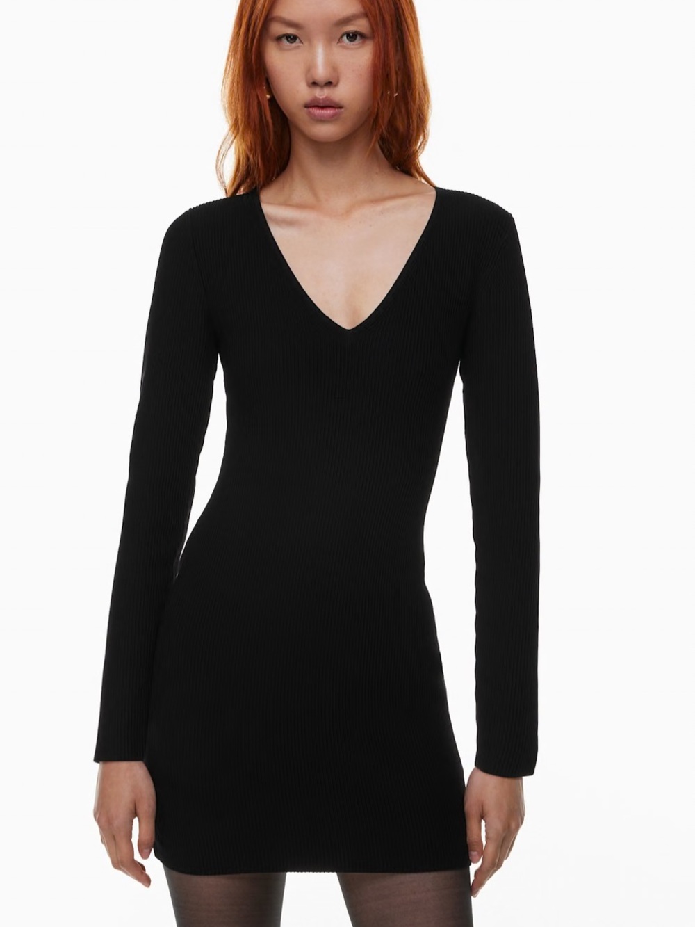 Aritzia babaton sculpt knit long sleeve v neck dress